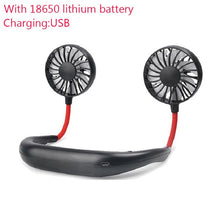 Load image into Gallery viewer, 1200mA Battery Portable Neck Fan Hand Free Neckband Fans  With USB Rechargeable 3 Speed Mini Fan Summer Cooler