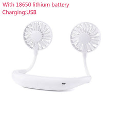 Load image into Gallery viewer, 1200mA Battery Portable Neck Fan Hand Free Neckband Fans  With USB Rechargeable 3 Speed Mini Fan Summer Cooler