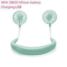 Load image into Gallery viewer, 1200mA Battery Portable Neck Fan Hand Free Neckband Fans  With USB Rechargeable 3 Speed Mini Fan Summer Cooler
