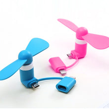 Load image into Gallery viewer, 2 IN 1 Travel Portable Cell Phone Mini Fan Cooling Cooler For Micro USB C For iPhone 5 6 6S 7 Plus 8 X for Android